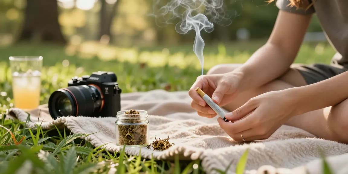 Enjoying thc shake outdoors with a relaxing vibe, kief and cannabis trim included.