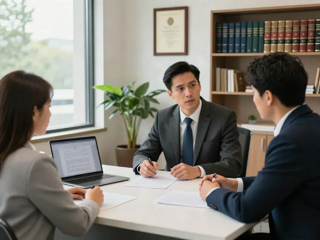 DUI Cherokee County GA lawyer consulting a client in a bright office.