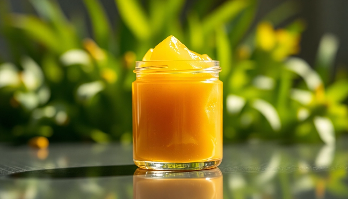 Showcasing west coast cure rosin in a glass jar with natural lighting and earthy background.