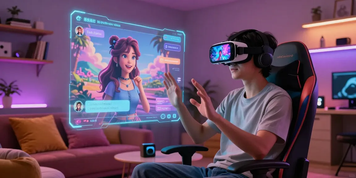 Engaging scene of NSFW AI chat experience showing user and virtual character interaction in immersive digital space.