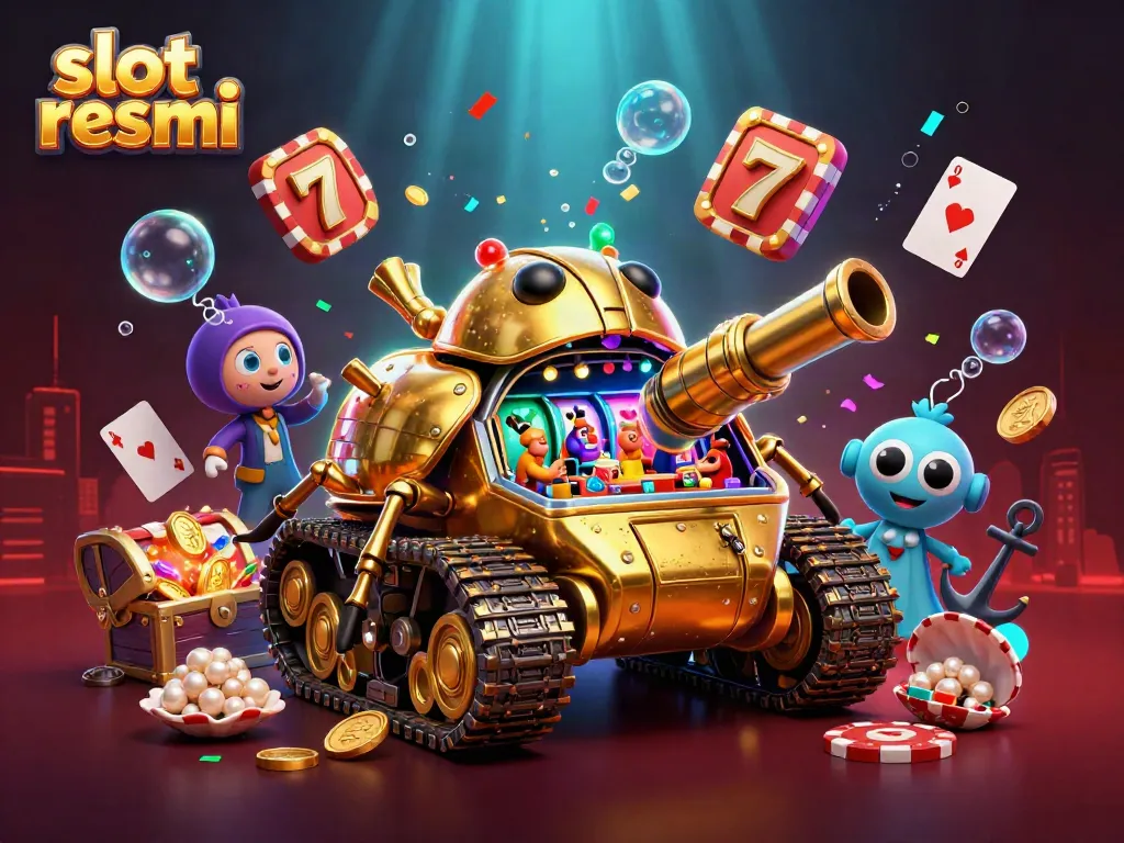 Experience the dynamic world of slot resmi with a 3D casino beetle tank showcasing thrilling gaming elements.