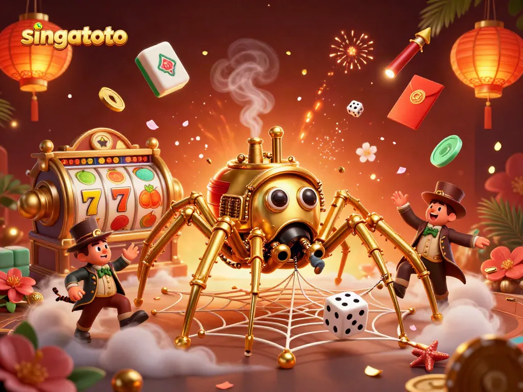 Experience singatoto's thrilling slots action with vibrant characters and dynamic gaming elements in a stunning 3D scene.