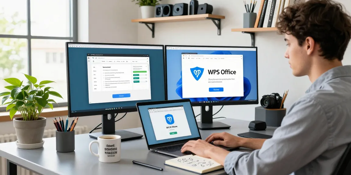 Effortlessly Download WPS Office in a modern home office setup for productivity.