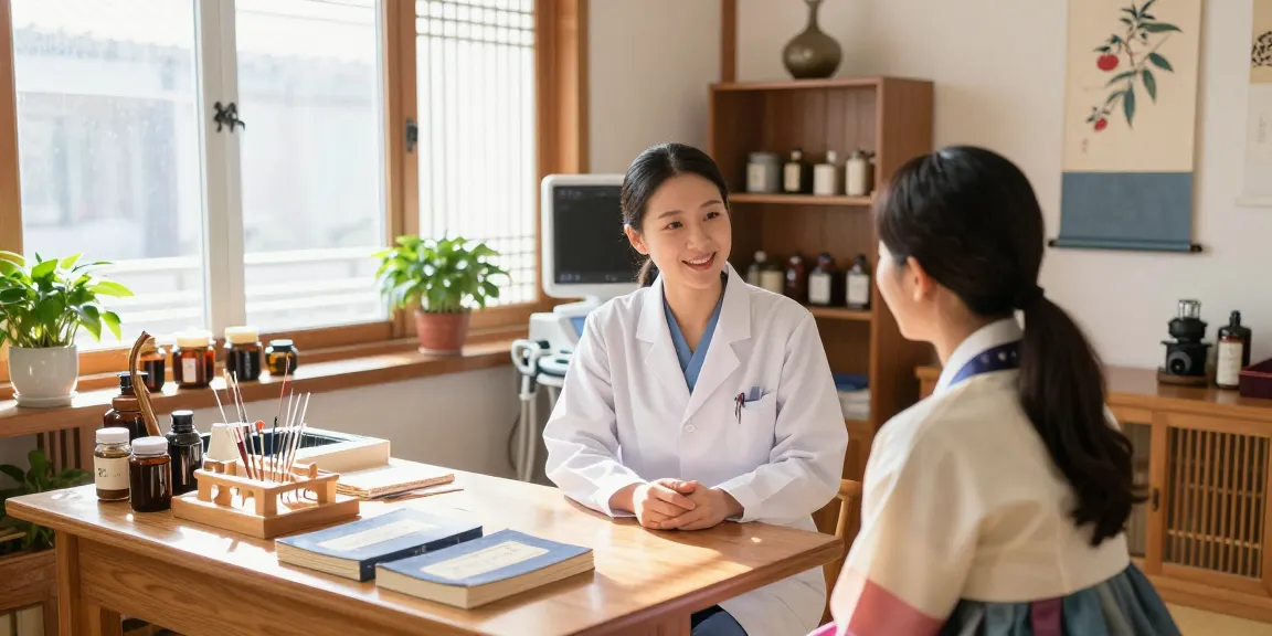 Consultation scene at 영통한의원 showcasing personalized traditional Korean medicine care.