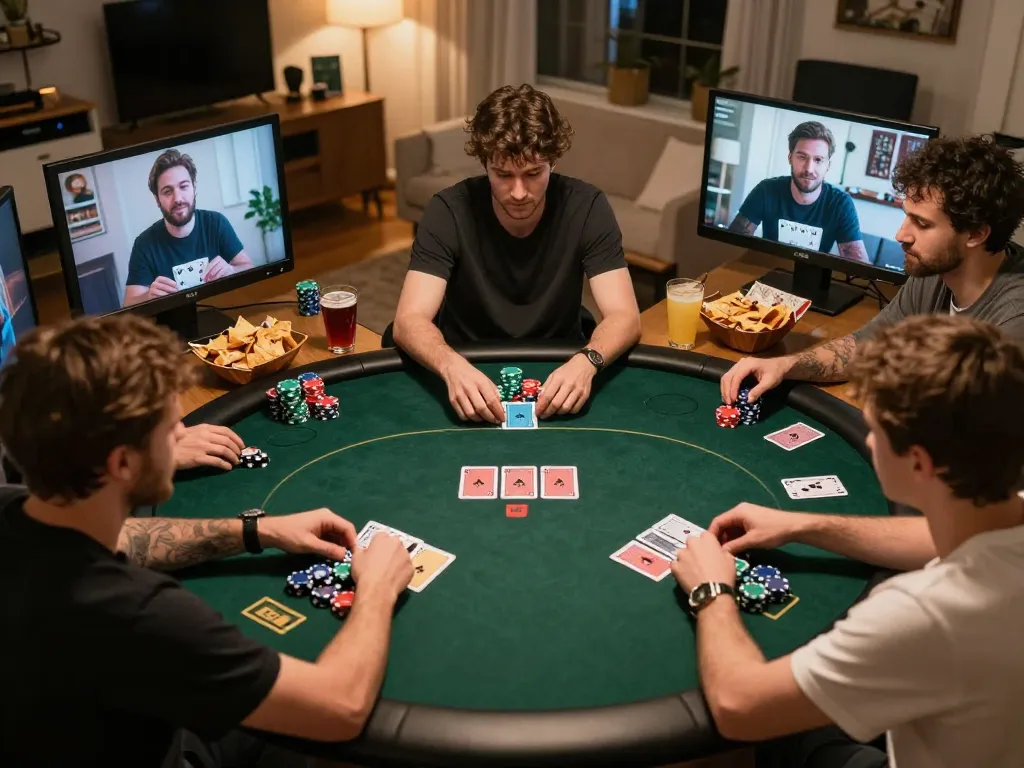 Engaging online poker session at home showcasing the hidden wiki link for strategic gameplay.