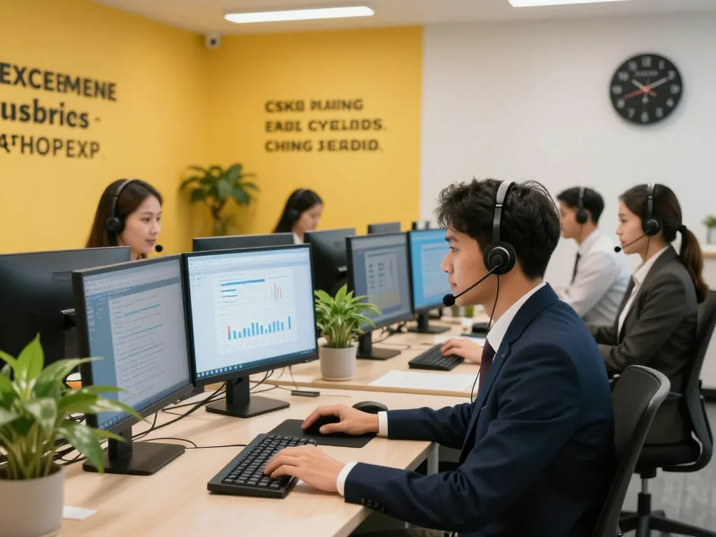 CSKH 24/7 hubet88 dedicated support team in a modern office.