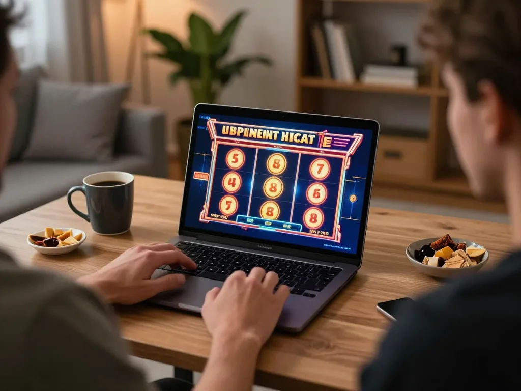 Engaging gameplay on Dewa Slot with vibrant slots displayed on a modern laptop