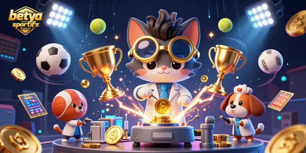 Betya paris sportifs football showcases an electrifying scene of betting excitement with animated characters and vibrant sports elements.