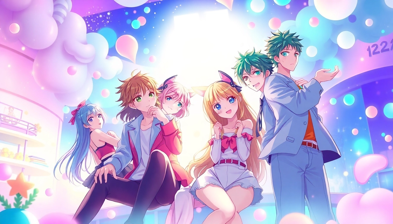 Engaging anime sex artwork showcasing colorful characters in a fantasy setting.