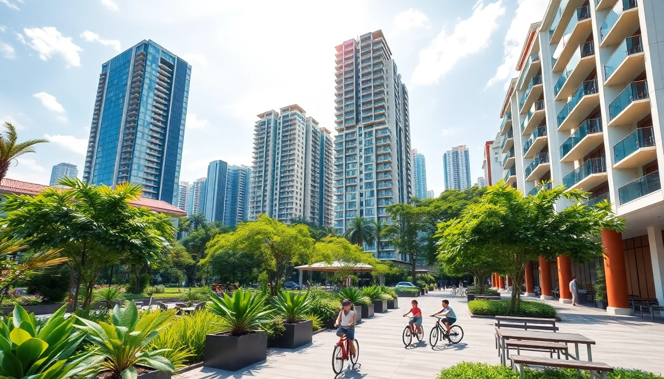 Showcase of a luxury Tampines EC condominium surrounded by greenery and vibrant community life.