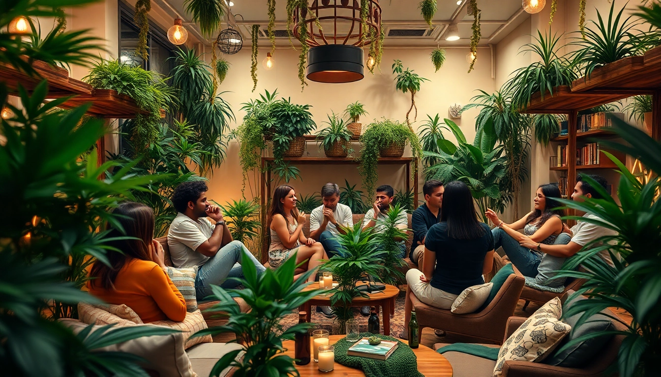 Join the vibrant community at a weed club madrid with a cozy atmosphere and socializing members.