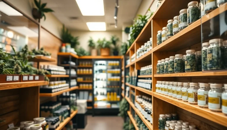 Buy weed UK from a well-organized cannabis shop with natural lighting.