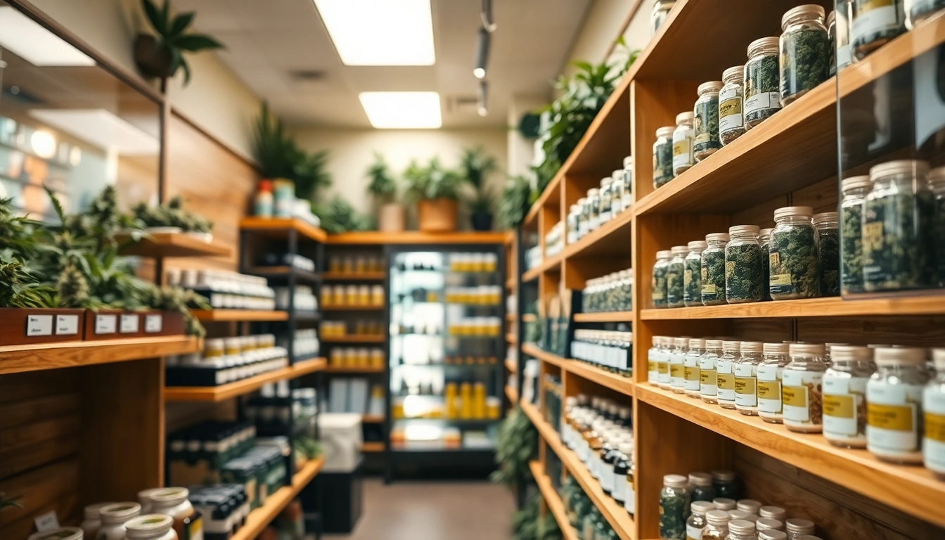 Buy weed UK from a well-organized cannabis shop with natural lighting.