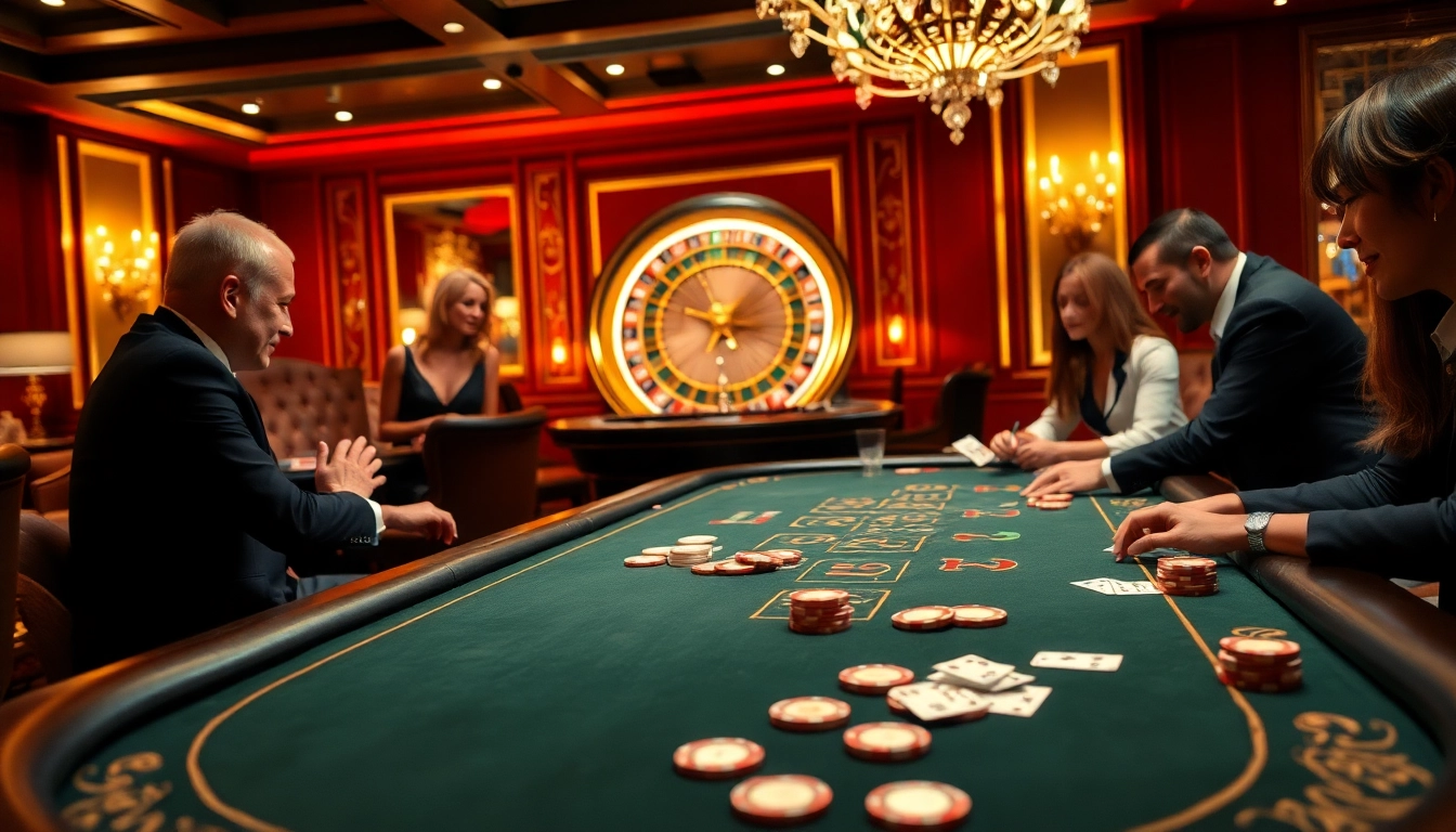 Players engaging in an exciting game at the iwin club poker table, casino atmosphere.