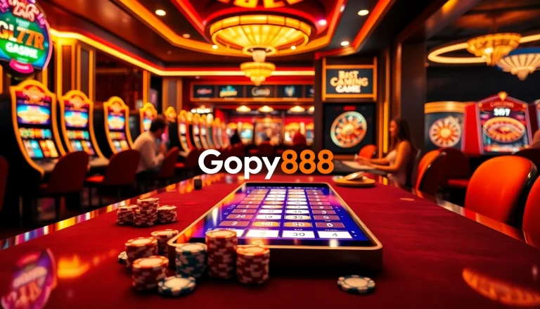 Experience thrilling gameplay at Gopay88 with exciting casino tables and vibrant slot machines.