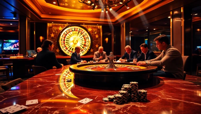 Immigration lawyer Perth strategizing over poker chips in a luxury casino setting.